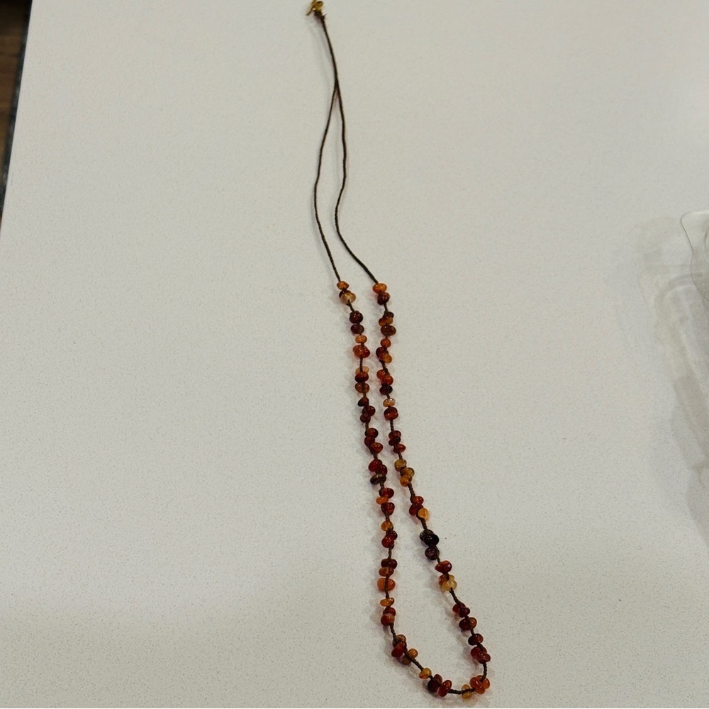 Chan Luu 40.5" Leather Cinnamon Agate Beaded Necklace Boho Layering Gemstone - Picture 14 of 14